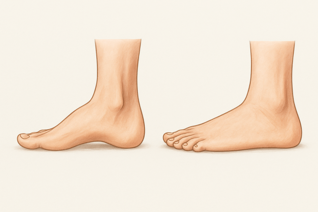 Visok stopalni lok ali plosko stopalo.